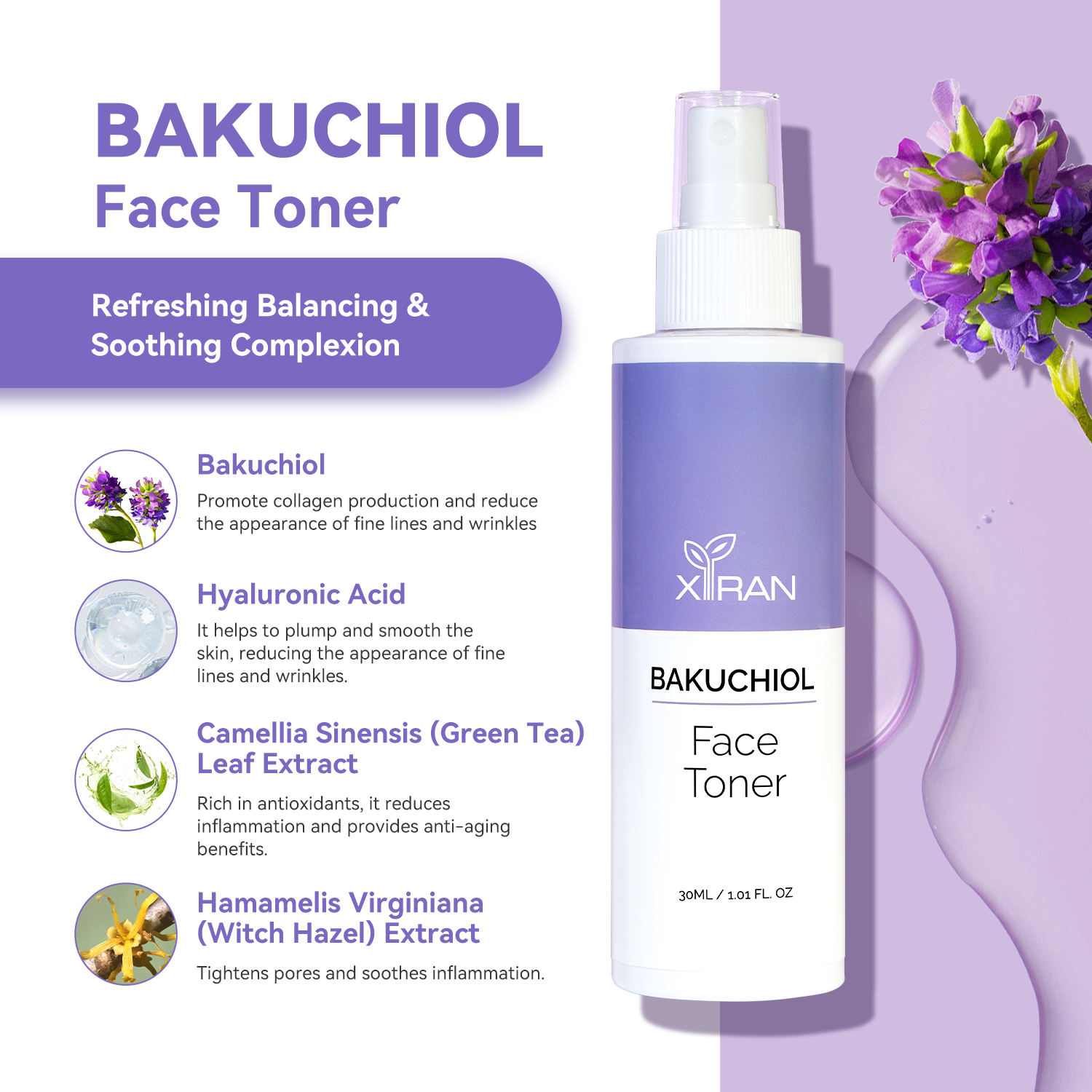 private label smooth fine lines & wrinkles bakuchiol skincare set
